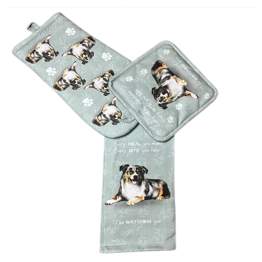 Australian Shepherd Oven Mitt Set