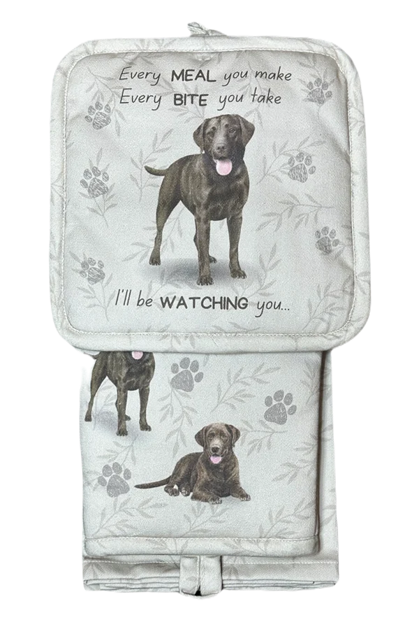 Chocolate Lab Oven Mitt Set