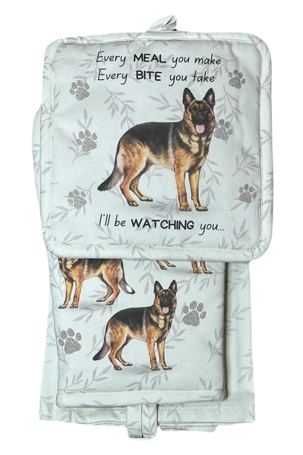 German Shepherd Oven Mitt Set