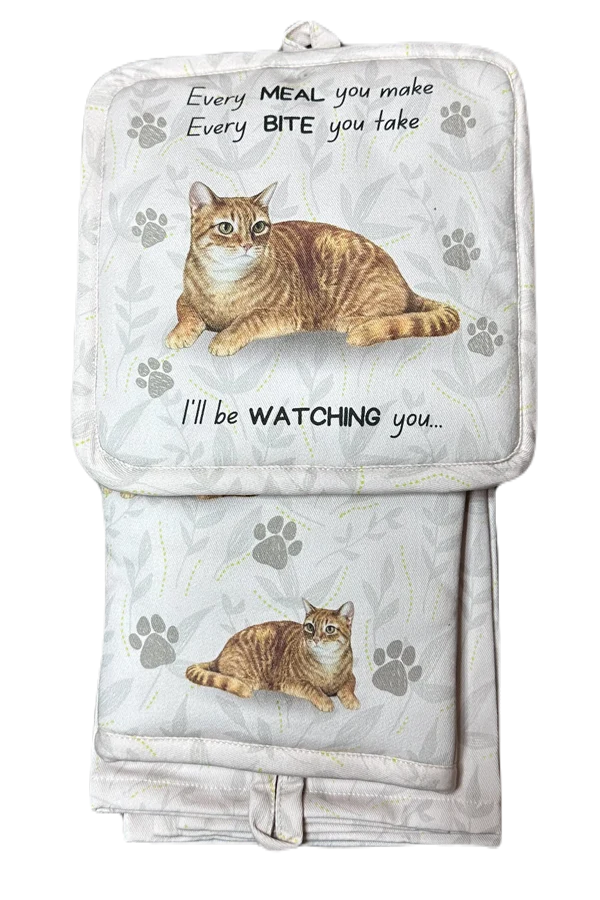 Orange Tabby Cat Oven Mitt Set