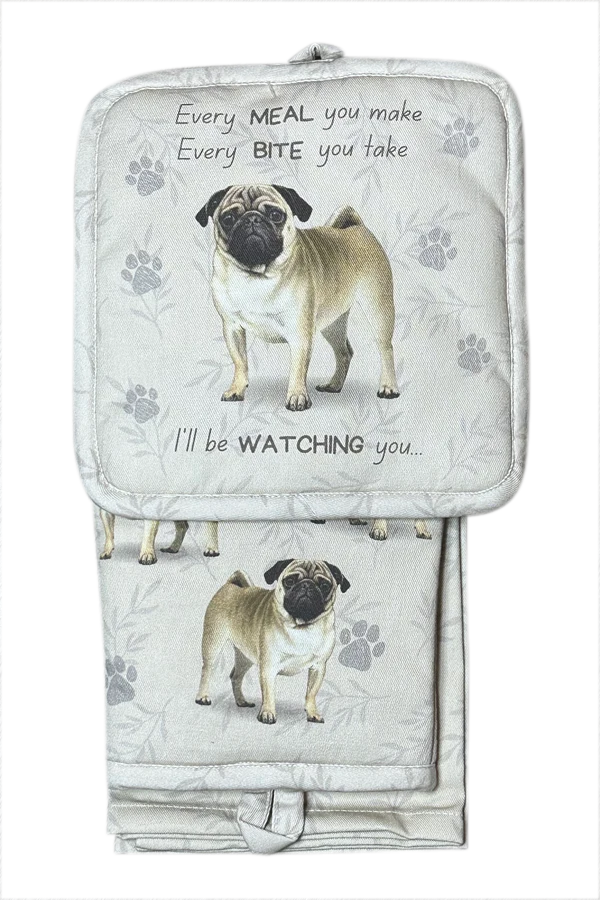 Pug Oven Mitt Set