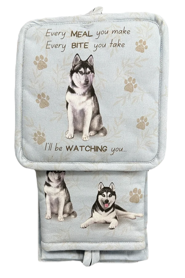 Siberian Husky Oven Mitt Set